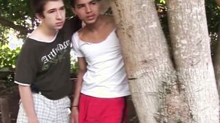 Two Latinos and a white guy fuck in bareback threesome