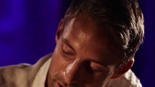 Nice guy passionately massages his date before love making