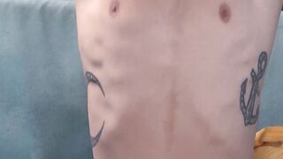 Sexy teen fingered while wanking his big throbbing dick