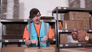 Black guy taking care of the package