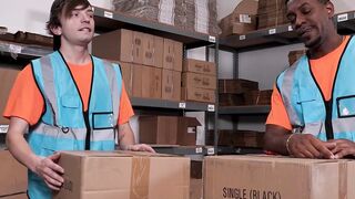 Black guy taking care of the package