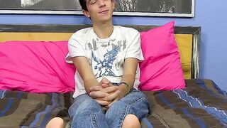 Cute 18yo twink wanking his dick and touching his balls