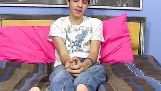 Cute 18yo twink wanking his dick and touching his balls