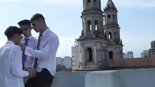 Bareback threesome with the hottest twink Latinos