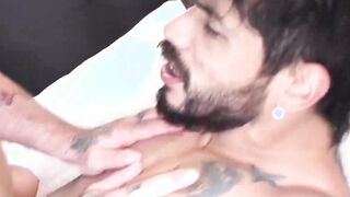 Cock ring hairy hunks bareback pounding after sloppy blowjob