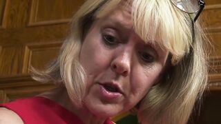 Skinny granny has hardcore sex with young boy toy