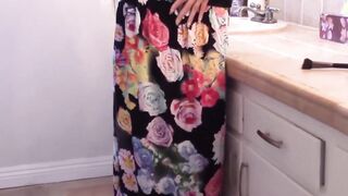 Lascivious shemale does makeup before masturbation