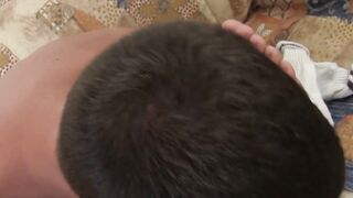 Feet licking gay cutie bouncing on lovers fat raw cock