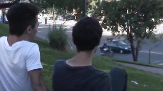 Hot bareback bedroom fuck with two cute Latino twinks