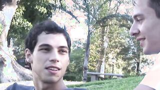 Hot bareback bedroom fuck with two cute Latino twinks