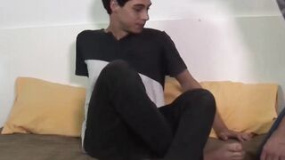 Hot bareback bedroom fuck with two cute Latino twinks