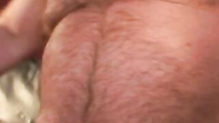 Chubby guy masturbates and shoots big load on a dinner plate