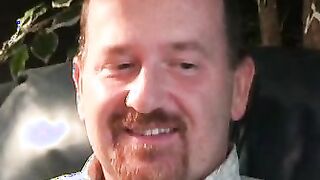 Chubby guy masturbates and shoots big load on a dinner plate