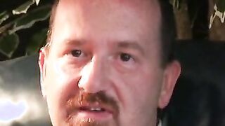 Chubby guy masturbates and shoots big load on a dinner plate