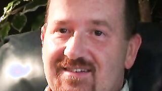 Chubby guy masturbates and shoots big load on a dinner plate