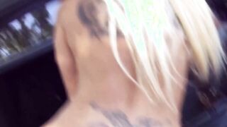 German blonde Street Bimbo Boned date inside Outdoor