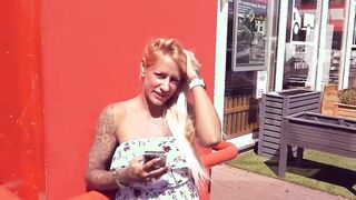 German blonde Street Bimbo Boned date inside Outdoor