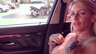 German blonde Street Bimbo Boned date inside Outdoor