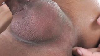Busty Thai Tgirl fingers her asshole and strokes her cock
