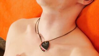 Masturbation session with foreskin playing by solo twink