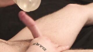 Horny dude records himself while jerking off with fleshlight