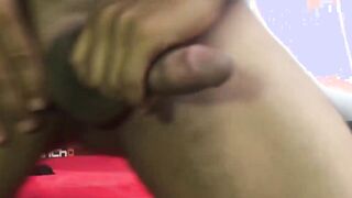 Latino spills jizz in a solo masturbation wanking session