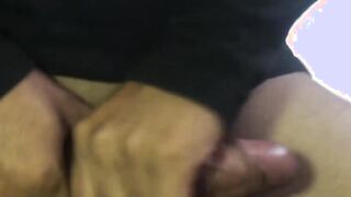 Latino spills jizz in a solo masturbation wanking session