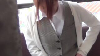 Classy Japanese redhead hides to toy her juicy pussy