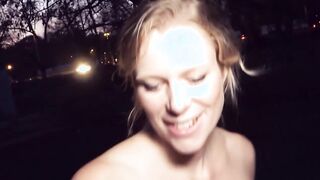 Real Outdoor Vehicle pick up date with german blonde street thot