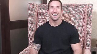 Hot tattooed hunk Brad Powers jerking his fat cock till cum
