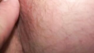Hairy gay man tugs cock before anal play and cumshot