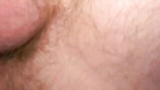Hairy gay man tugs cock before anal play and cumshot