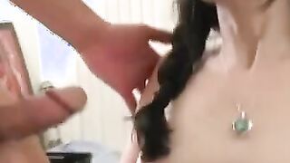 Erotic dark hair with beauty pigtails