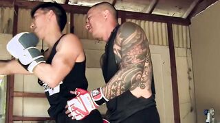 Boxer Asian jocks deepthroat before ball gagged ass drilling