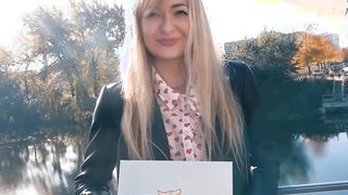 Real German Blind Date on Street with german slim Cougar