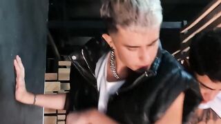 Cute teen Angel Crush barebacked by inked Latino Cain Gomez