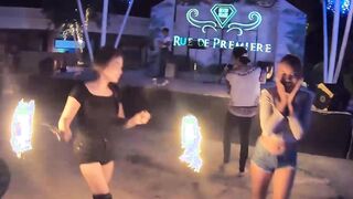 Amateurs enjoy fire show and sex at home