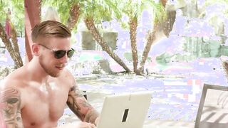 Busty trans enjoys big dick in the pool
