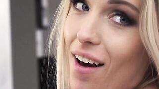 Secretary gags on dick before anal