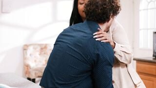 Ebony wife fucks husbands stepbrother
