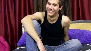 Adorable twink James Redding jerking off in front of camera