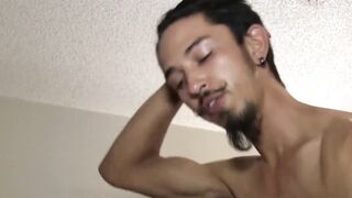 Dude gets blowjob and raw anal from slim tattooed guy