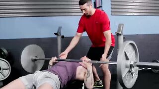 Silas penetrates Ashton from behind during gym training