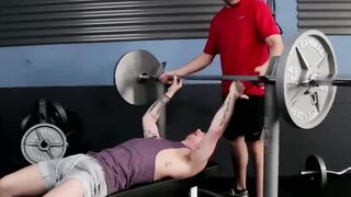 Silas penetrates Ashton from behind during gym training
