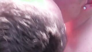 Tattoed hot guy gets his cock sucked and kissed by two guys