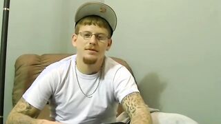 Tattoed Ivy jerks off his cock and drains his balls of cum