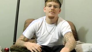 Tattoed Ivy jerks off his cock and drains his balls of cum