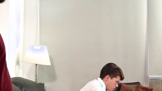Older gay dude sucks his boyfriends cock before barebacking