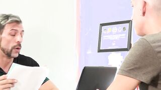 Twinkie rammed hard after a great blowjob until facialed