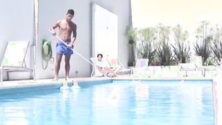 Latino pool boy is about to get drilled bareback